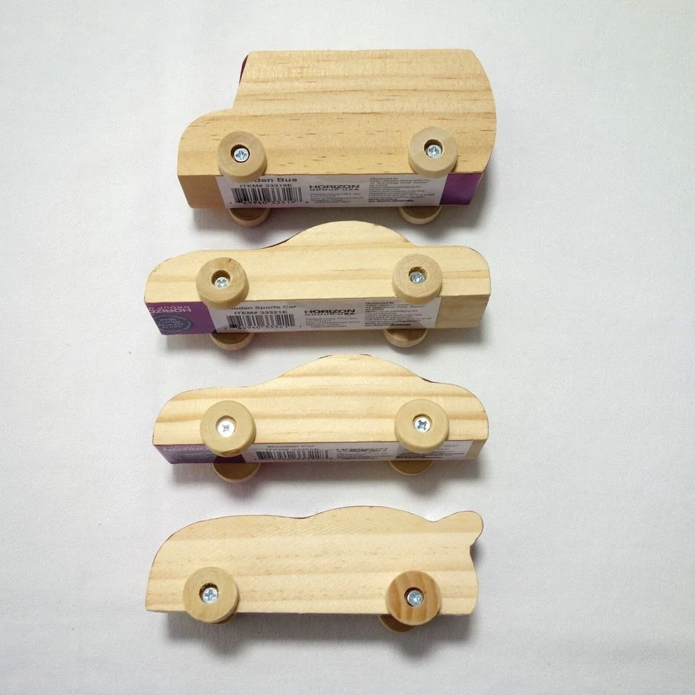 Go Create Horizon Set of 4 Wooden Play Vehicles Car Sports Car Bus Race Car‎